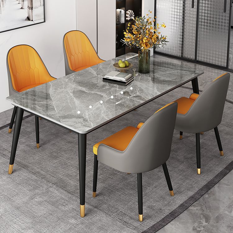 Metal and Slate Table Glam Style Home Rectangular Dining Table