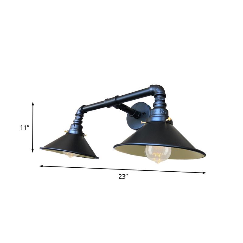 Accumulo a parete a 2 teste Farmhouse soggiorno con tonalità metallica in nero