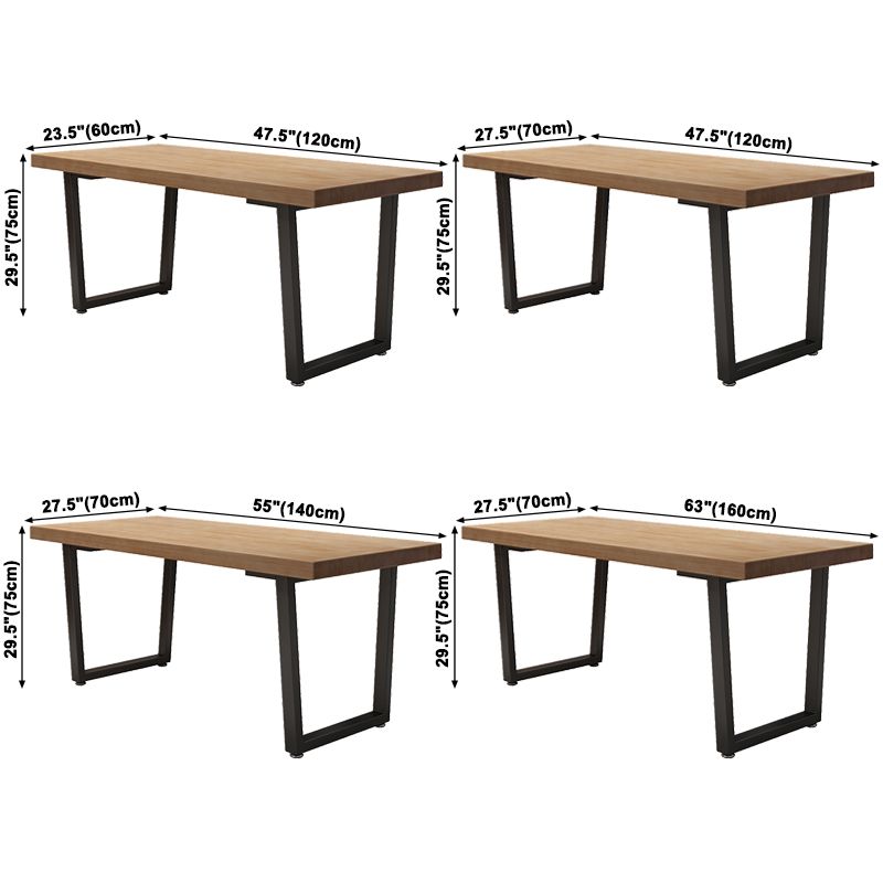 Industrial Style Solid Wood Dining Table Brown Rectangle Table with Sled Base for Dinning Room