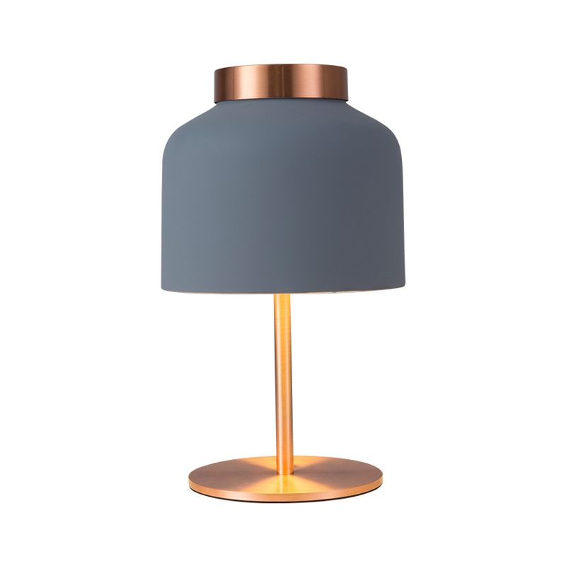 Dome Metallic Desk Light Minimalist 1-Head Pink/Blue Nightstand Lamp with Adjustable Design