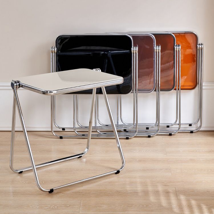 Acrylic Foldable Dining Table for 2 Person with Silver Steel Base