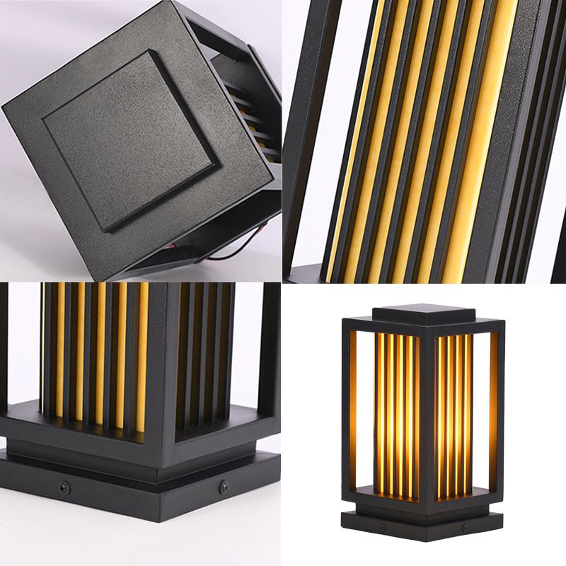 Rectangular Pillar Lamp Modern Black Outdoor Waterproof Light