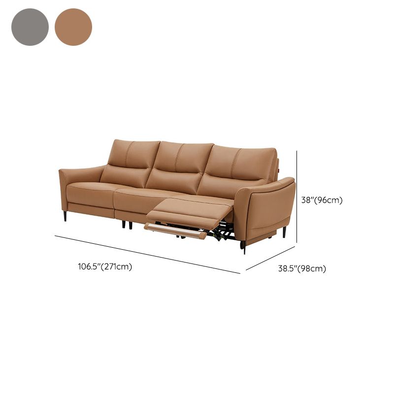 Genuine Leather Flared Arm Sectional -Contemporary Power Recliner Sectional Couch