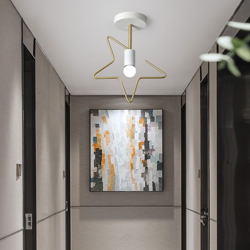 Metal Unique Shade Flush Ceiling Light Modern Style 1 Light Flush Mount Fixture
