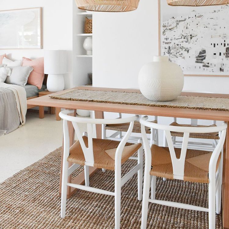 Solid Wood Industrial Rectangle Table Wood Top Indoor Table with Sled Base