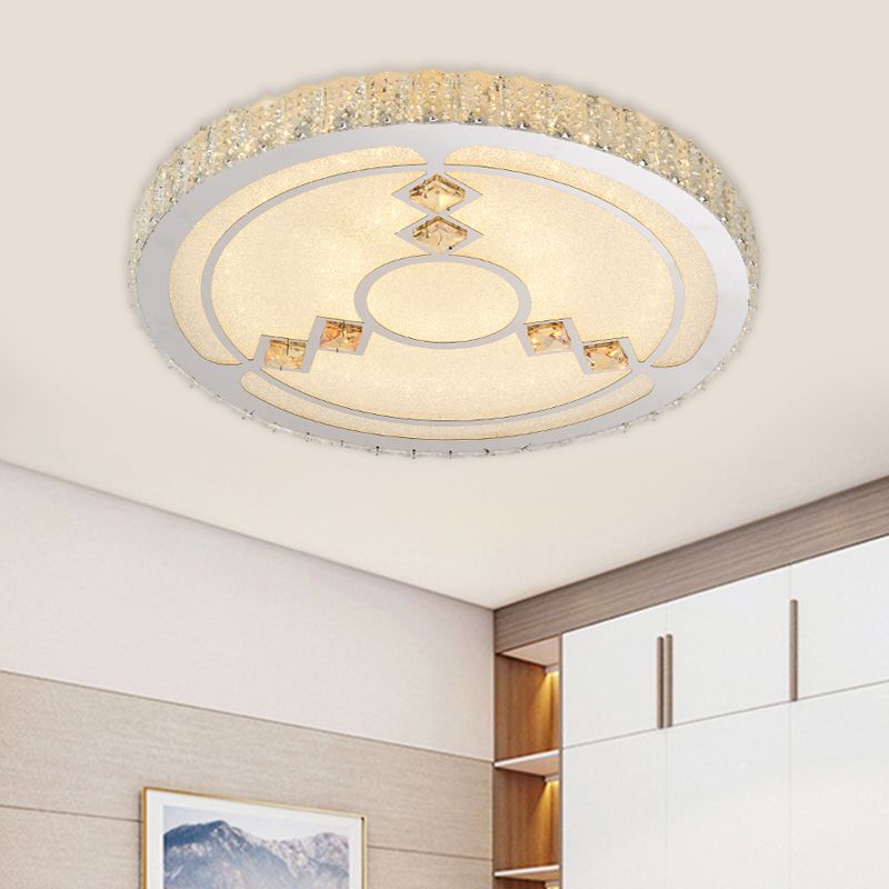 Modern Leave/Circle Flush Light Bevel Cut Glass Sleeping Room LED Ceiling Mounted Fixture in Chrome