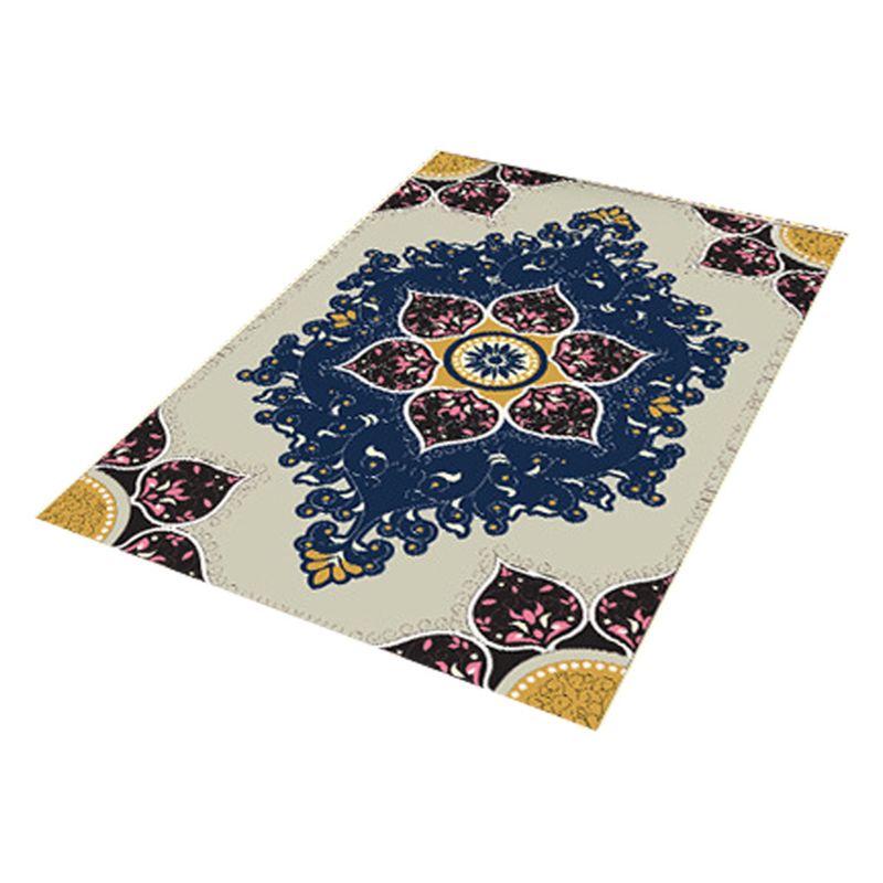 Moroccan Tribal Classicism Rug Polyester Indoor Carpet Non-Slip Backing Area Rug for Living Room