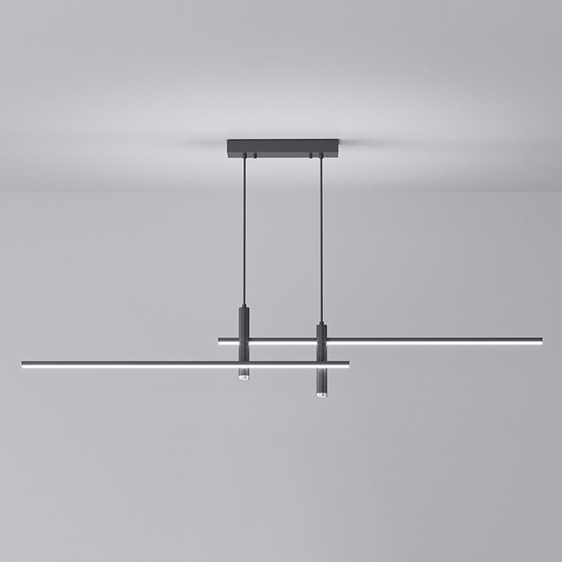 Linear Hanging Island Lights Modern Metal Chandelier Light Fixture for Dining Room