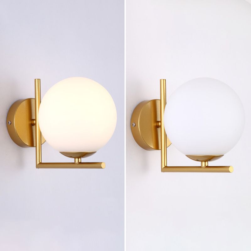 Glass Globe Wall Sconce in Modern Concise Style Wrought Iron Wall Lamp for Interior Spaces