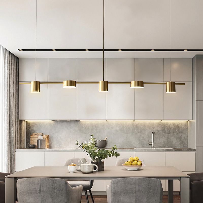 Luces colgantes de isla de metal de isla de cilindro de estilo contemporáneo