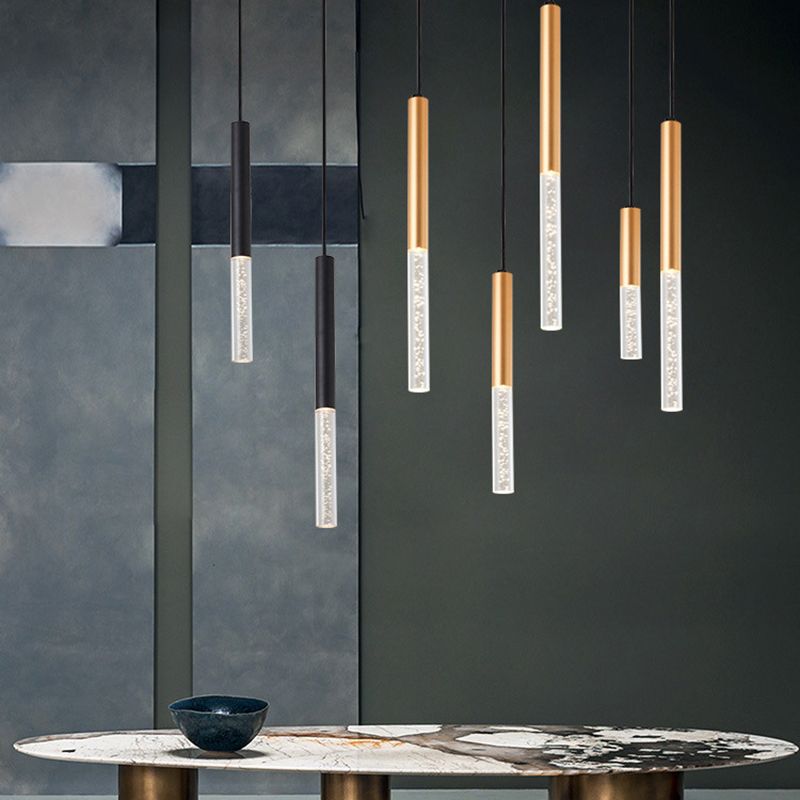 Lámpara colgante de LED acrílico de burbujas de aire 23.6 "H Minimalismo Nórdico Estilo Cilíndrico Luz colgante para comedor