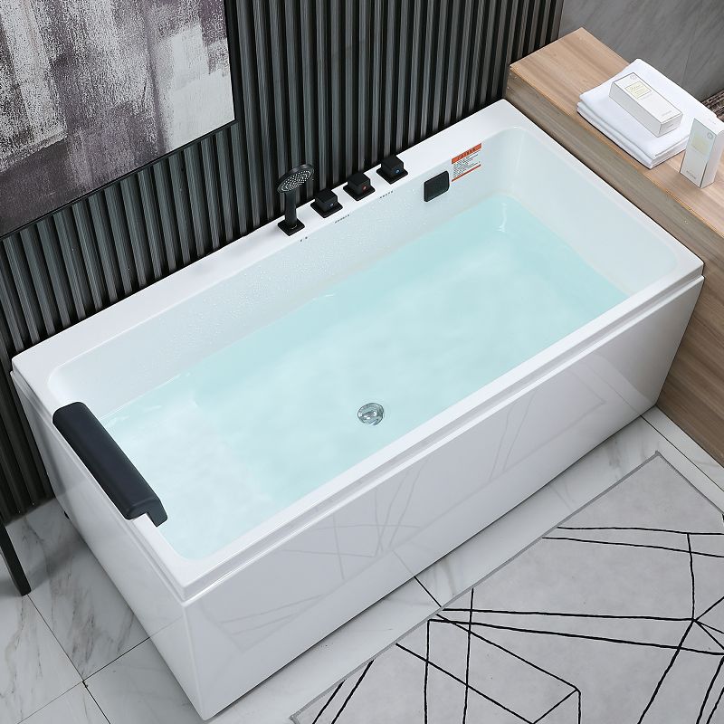 Flat Bottom Soaking Bath Tub Antique Finish Rectangular Modern Bathtub