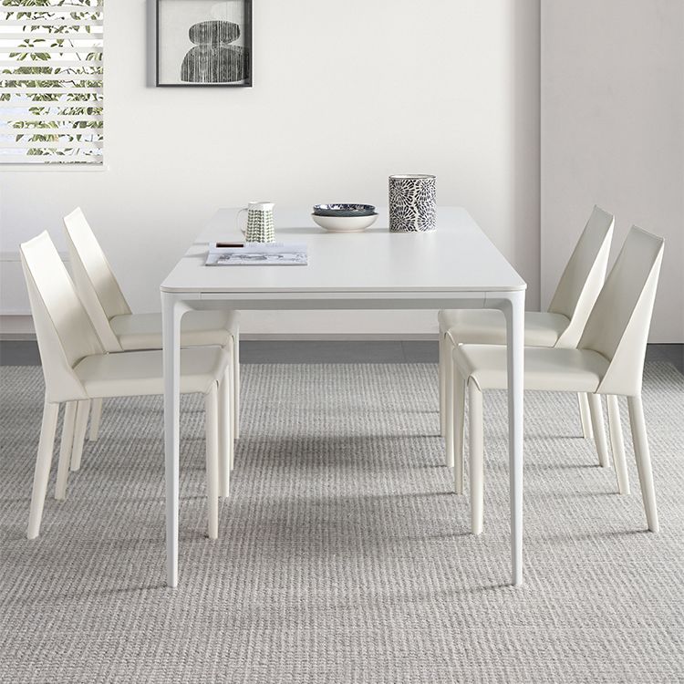 Modern White Dining Table Set 1/2/5/6/7 Pieces Rectangle Dinette Set with Sintered Stone