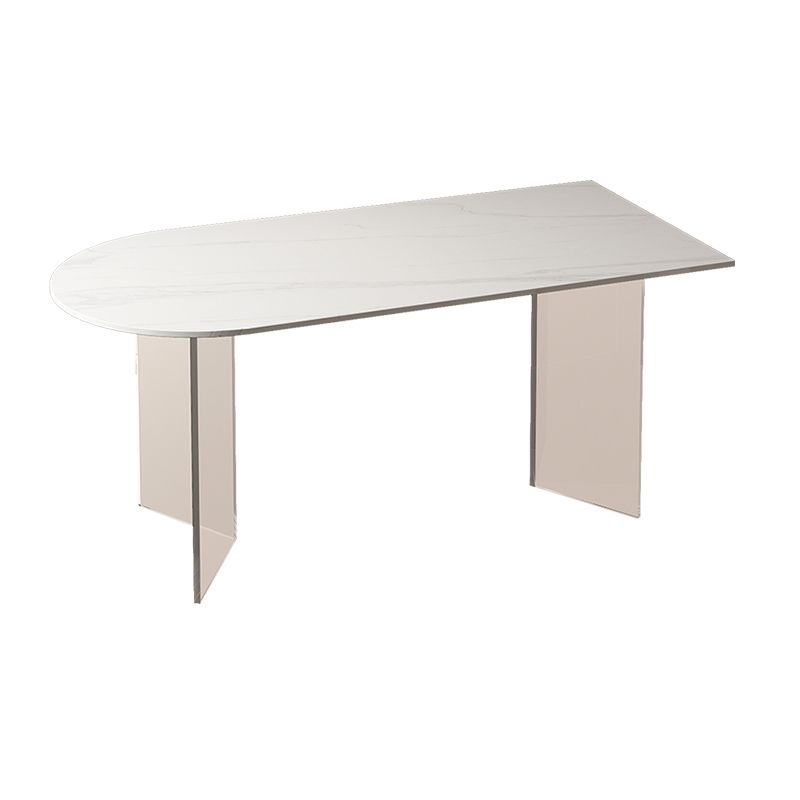 Modern Irregular Shape Table Sintered Stone Table with Double Pedestal