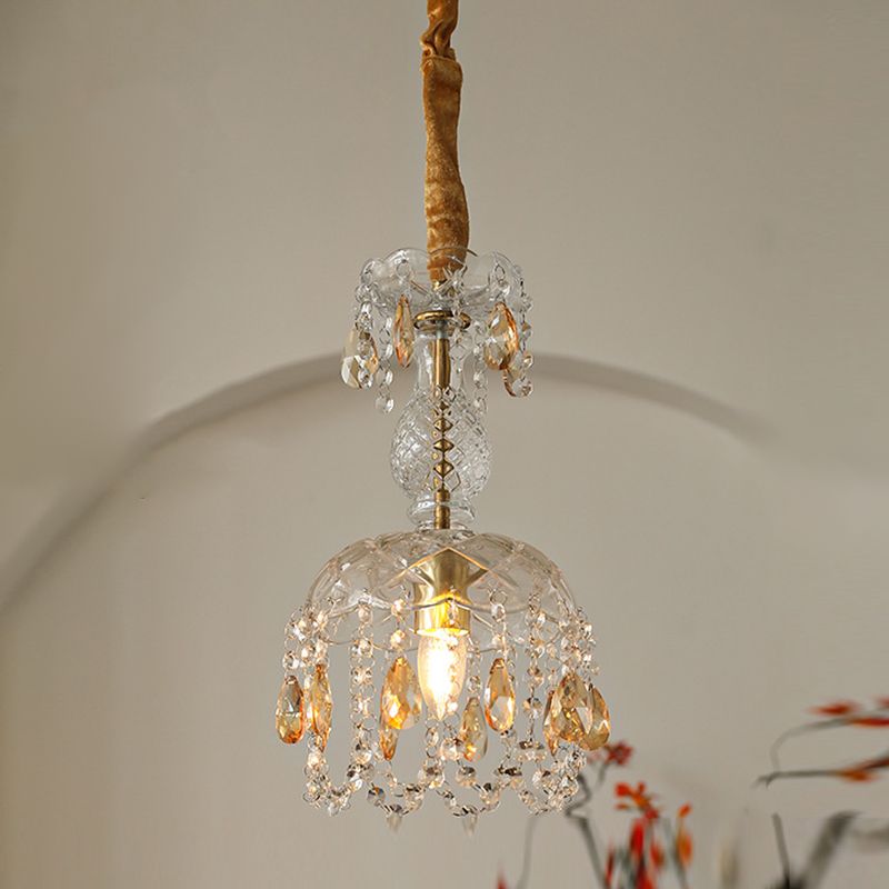 Moderner Stil einzigartiger Schatten hängend hängendes Glas 1 hängende Lampe mit Kristall