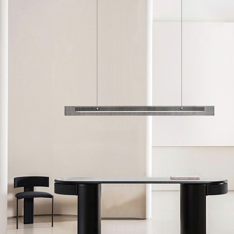 Dining Room Nordic Modern Island Light Fixture LED Linear Glass Pendant Light