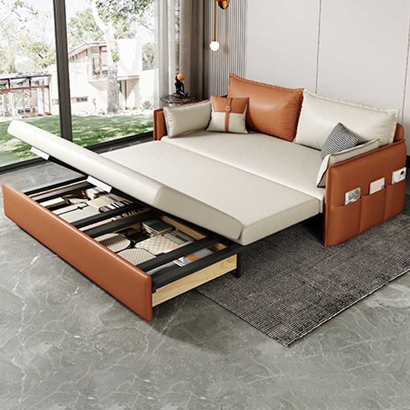 32" Wide Scandinavian Sleeper Sofa Futon Faux Leather Sleeper Sofa