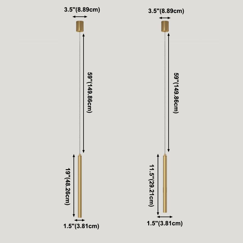 Modern Round Metal Tube 3W LED Pendant Light Long Line Lamps for Bedroom Dinning Room