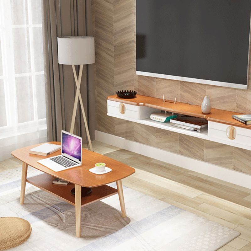 Modern 4 Legs Rectangular Coffee Table with Storage Cocktail Table
