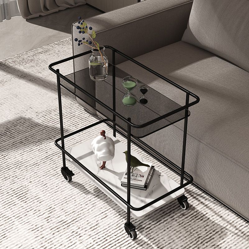 23.62" Tall 4 Legs Side Table Modernistic Metal Side End Snack Table