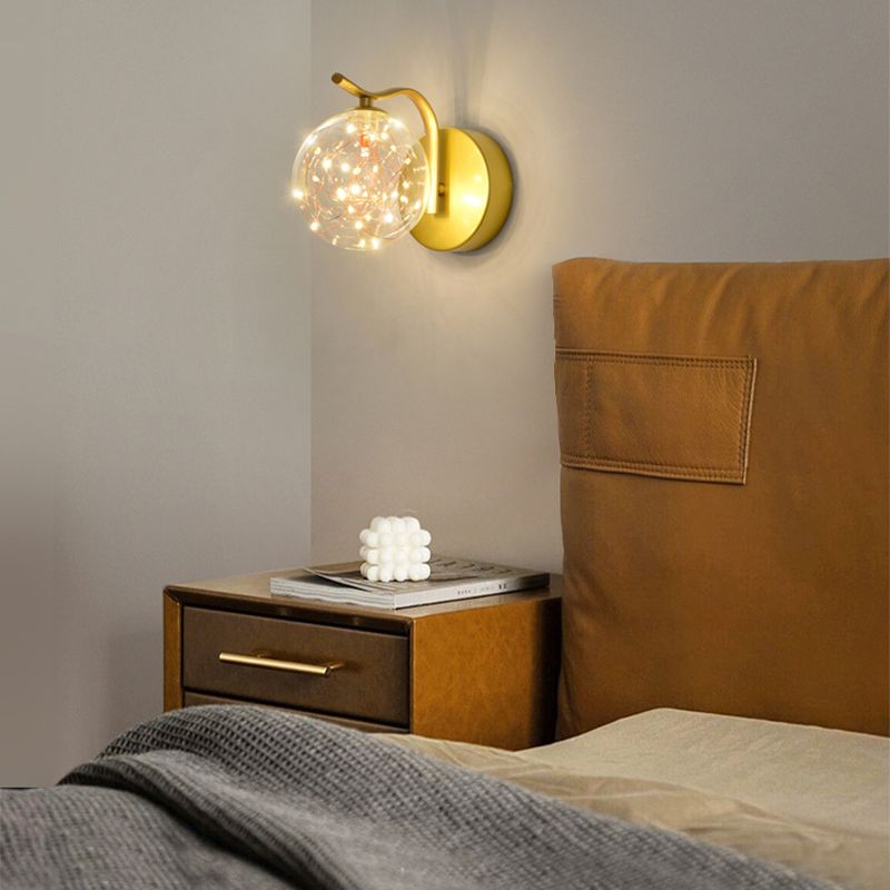 Forme de bille Lumière de mur de verre Style moderne 1 lumière lumineuse lumière murale