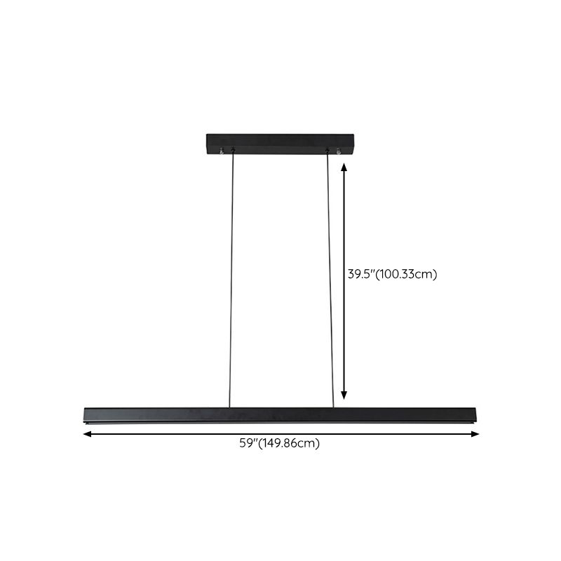 Simple Shape Hanging Island Light Modern Chandelier Light Fixture in Black for Dining Room