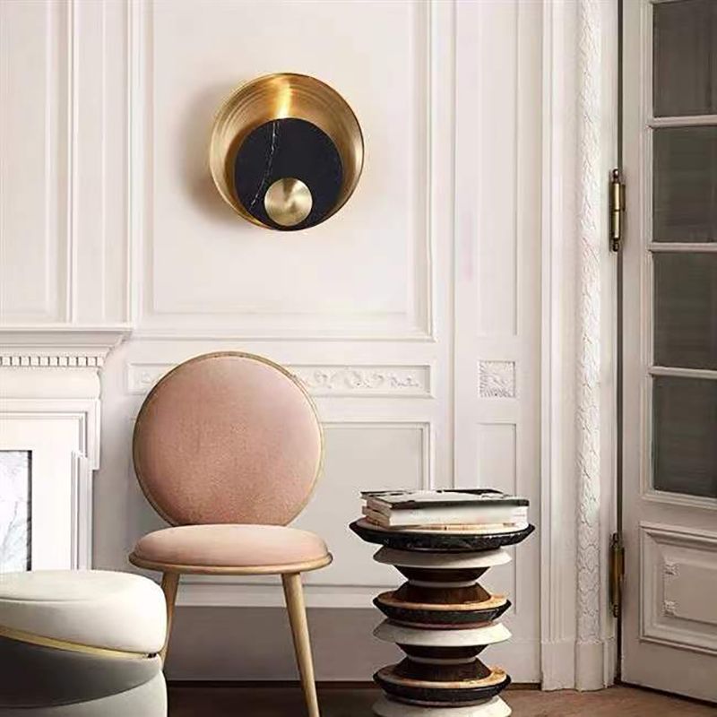 Modern Style Round Wall Sconce Lights Metal 1 Light Wall Mount Lighting