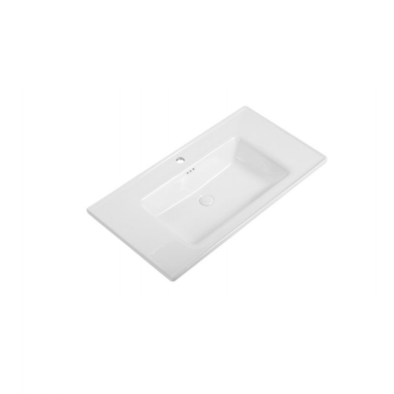 Modern Drop-in Bathroom Sink Porcelain Left Basin Bathroom Sink(Not Included Faucet)