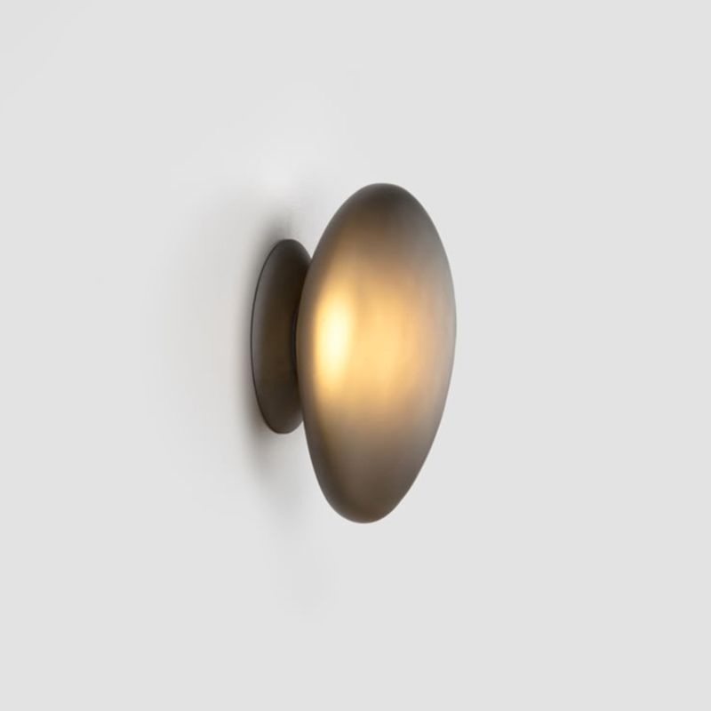 Nordic Style Iron Wall Light Cobblestone Shape Wall Lamp with Glass Shade for Bedroom