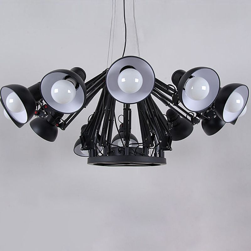 Adjustable Spider Chandelier Postmodern Metal Living Room Hanging Light with Bowl Shade