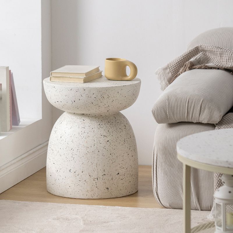 Modernistic Geometric Accent Side Table Marble Gold End Table