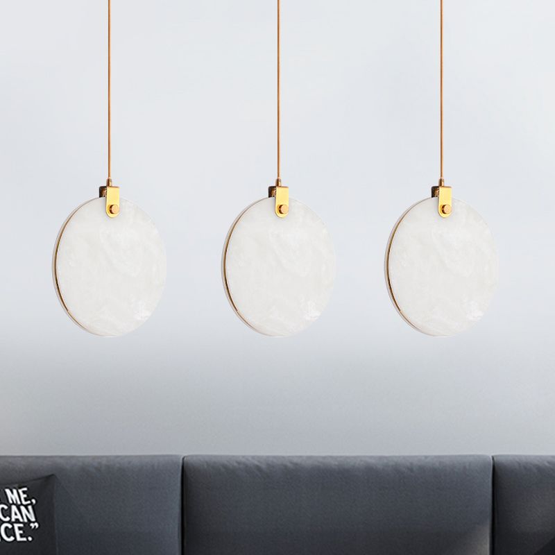 8"/10"/12" Wide White Glass Round Pendant Lamp Post-Modern Led Hanging Light Fixture in White/Warm Light