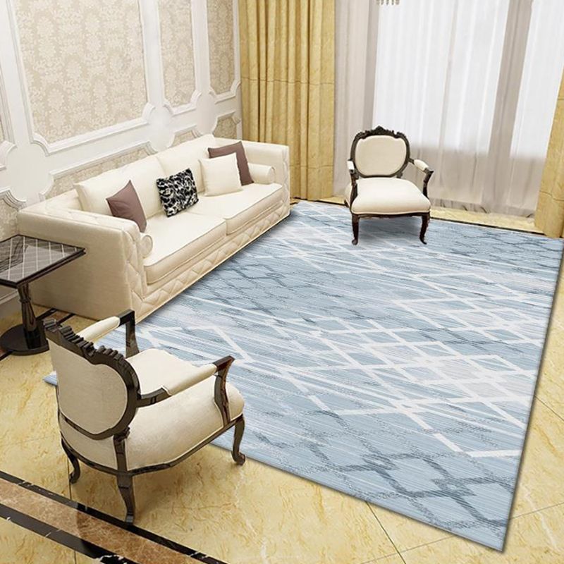 Modern Living Room Rug Multi Colored Geo Print Carpet Polypropylene Anti-Slip Pet Friendly Indoor Rug