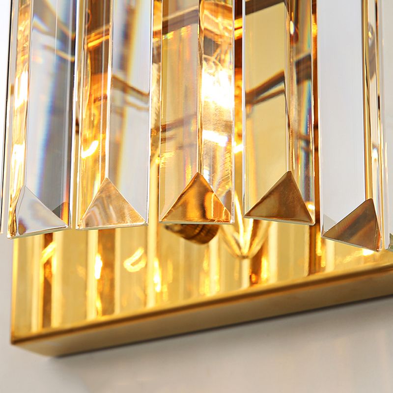 Diconce de pared de oro de acero inoxidable en una lámpara de pared cilíndrica de cristal de estilo romántico moderno para dormitorio