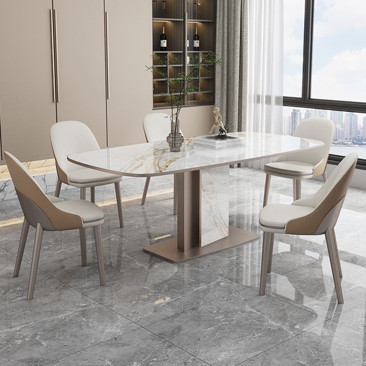 Luxury Sintered Stone Top Dining Set 1/2/5/6/7 Pieces Rectangle Dining Table with Chairs