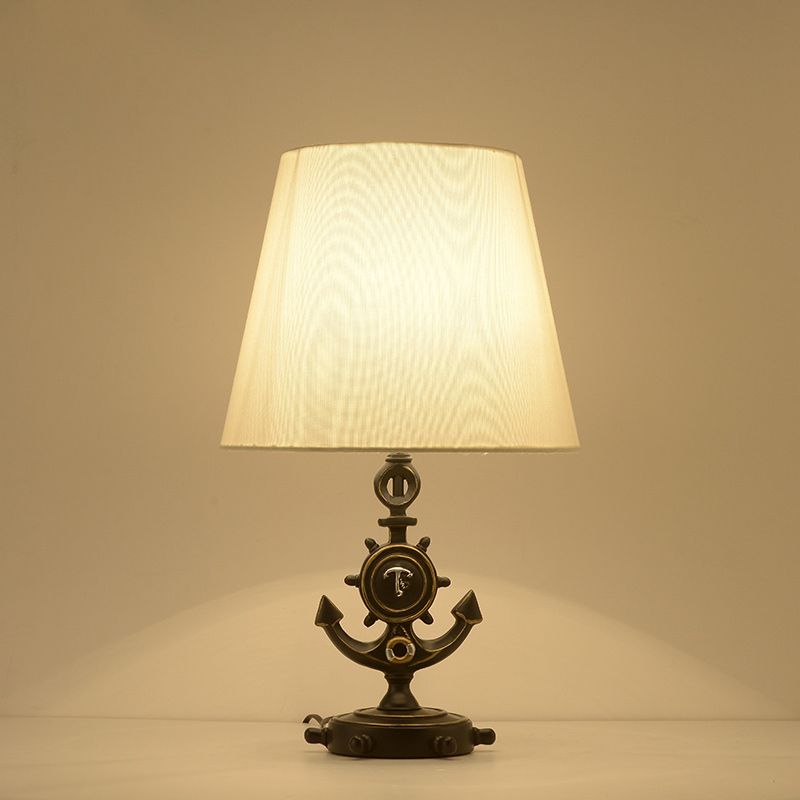 Côté à cône moderne tissu lampe 1 tête d'étude de lecture livre Light With Clock Base en noir