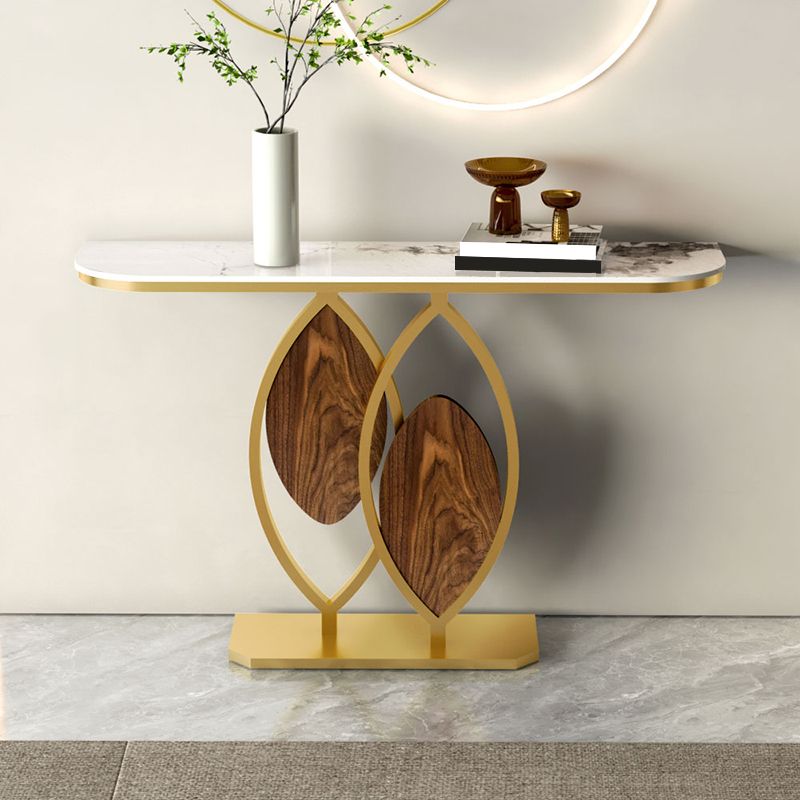 12 inch Wide Modern Accent Table Half Moon Shape Metal Console Table for Hall