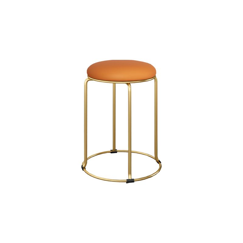 Standard Glam Velvet Ottoman Round Mildew Resistant Plain Ottoman