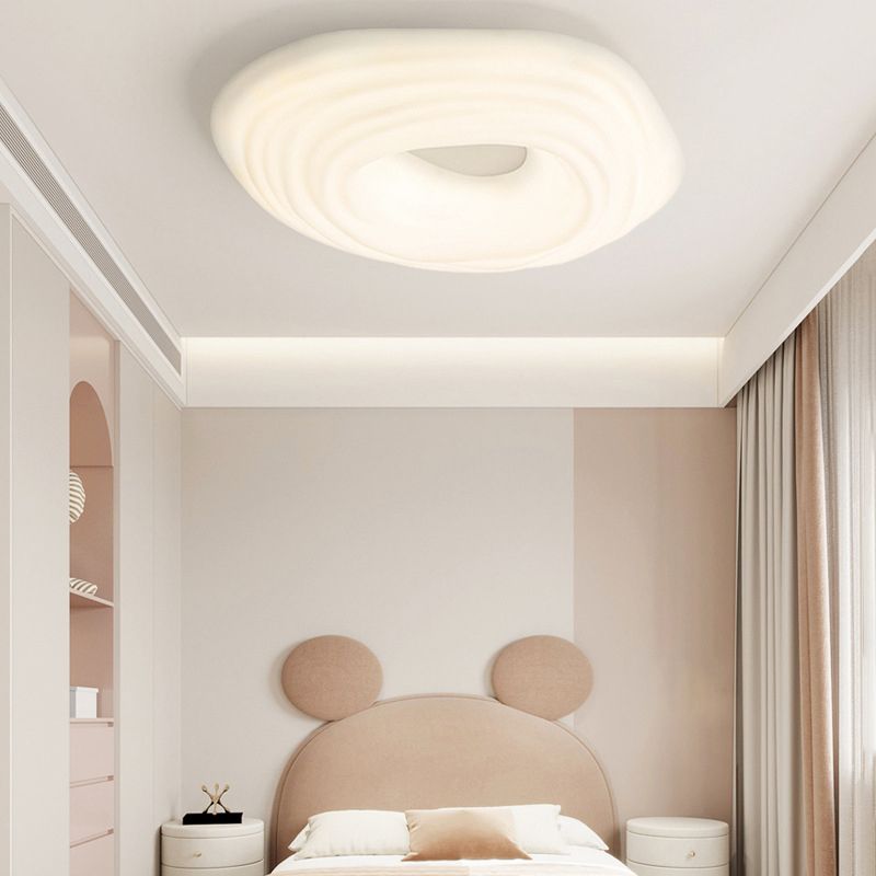 Single White Modernism Flush Mount Lighting Acrylic Unique Ceiling Light