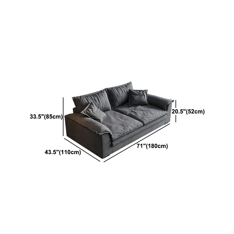 Square Arm Dark Gray Removable Cushions Contemporary Faux Leather Sofa