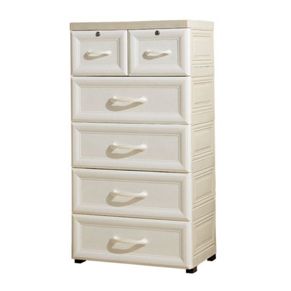 Contemporary Wardrobe Armoire with Drawer Plastic Non-Hanging Armoire