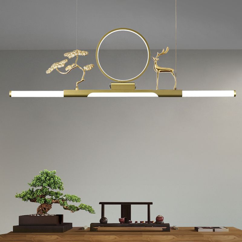 Modernas luces colgantes de la sala de té lineal de la isla de metal lámparas