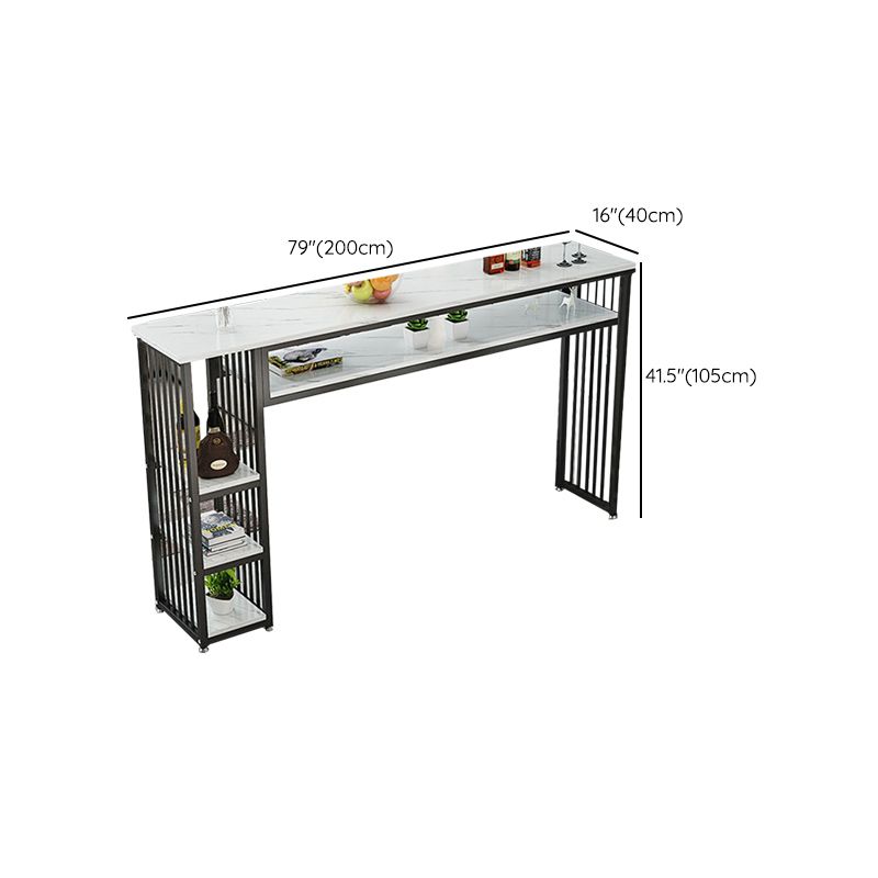 Glam Indoor Bar Stool Table Rectangle Bar Dining Table with Storage