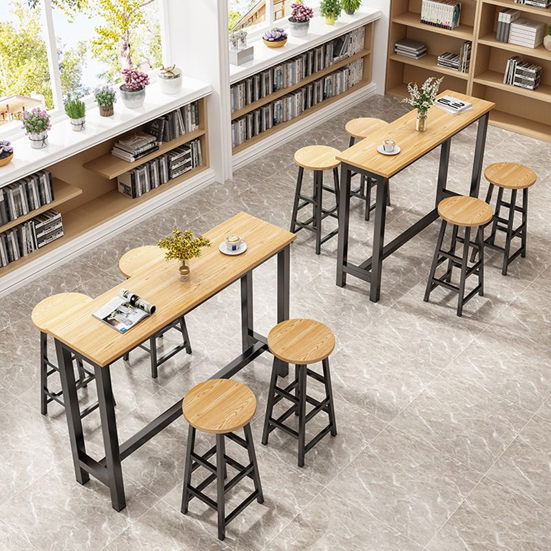 Contemporary Style Wood Counter Stool Backless Bar Stool with Metal Legs