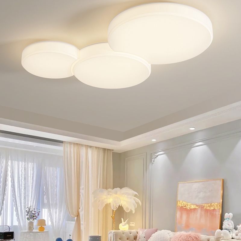Modern Metal Flush Mount Geometric Shape Ceiling Light with Plastic Shade for Living Room