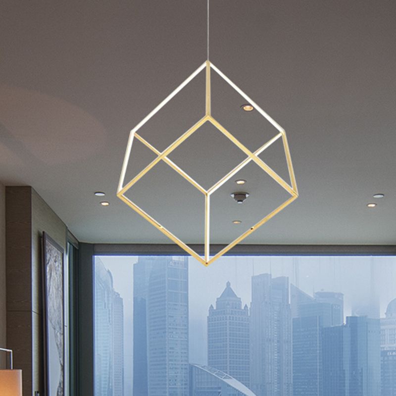 Goldener Kubikschatten hängende Kronleuchter leichter moderner Stil 12 "/16" W LED Metall Anhängerlampe für Schlafzimmer