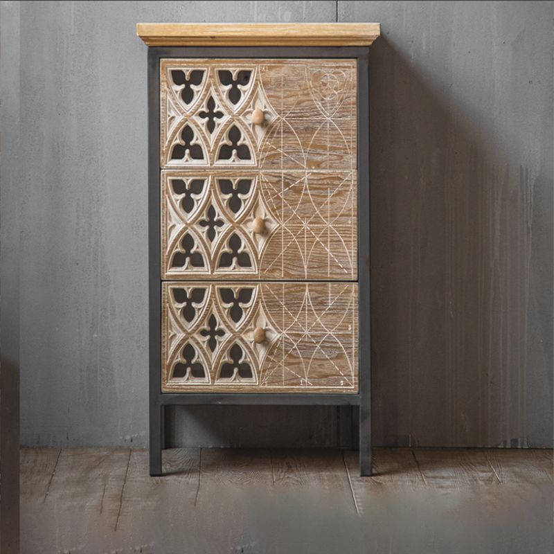 Industrial Rectangle Solid Wood With Doors Cabinet Distressed Wood Accent Cabinet