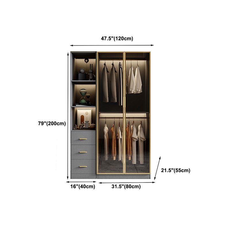 Glass and Wood Wardrobe Armoire Contemporary Wardrobe Closet