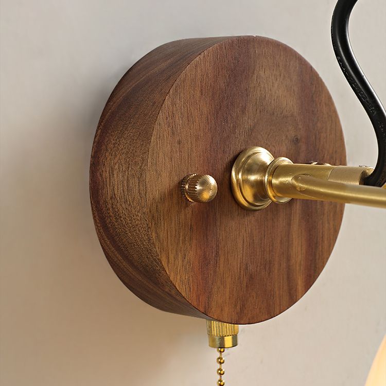 Japanese Style Wall Light Dome Shape Wall Lamp with Glass Shade for Living Room