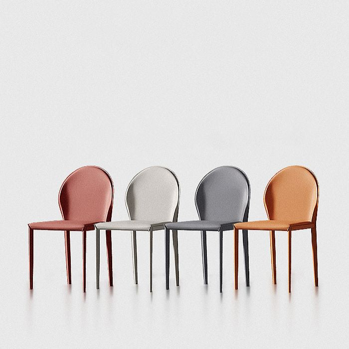 Sillas de comedor de cuero de estilo minimalista, sillas laterales sin brazos con respaldo sólido para uso doméstico